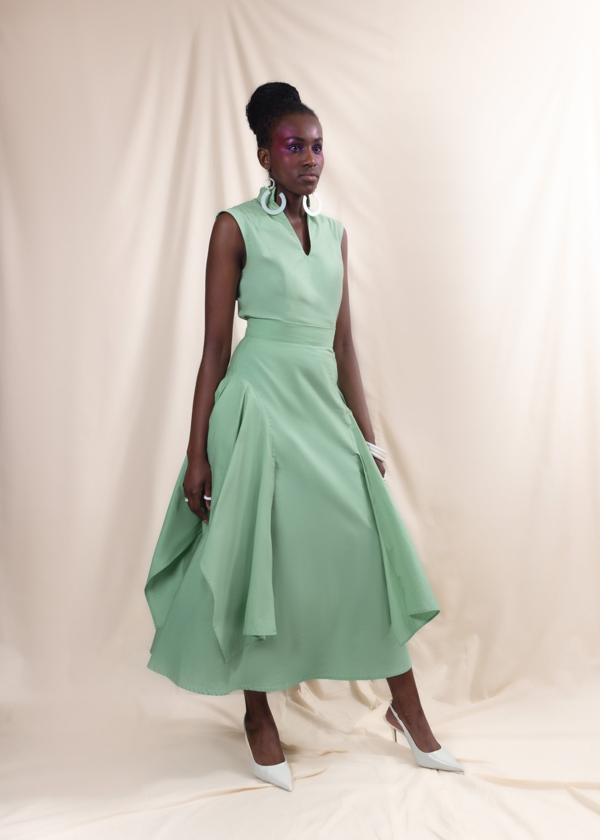 Drape Detail Midi Skirt (ML137)