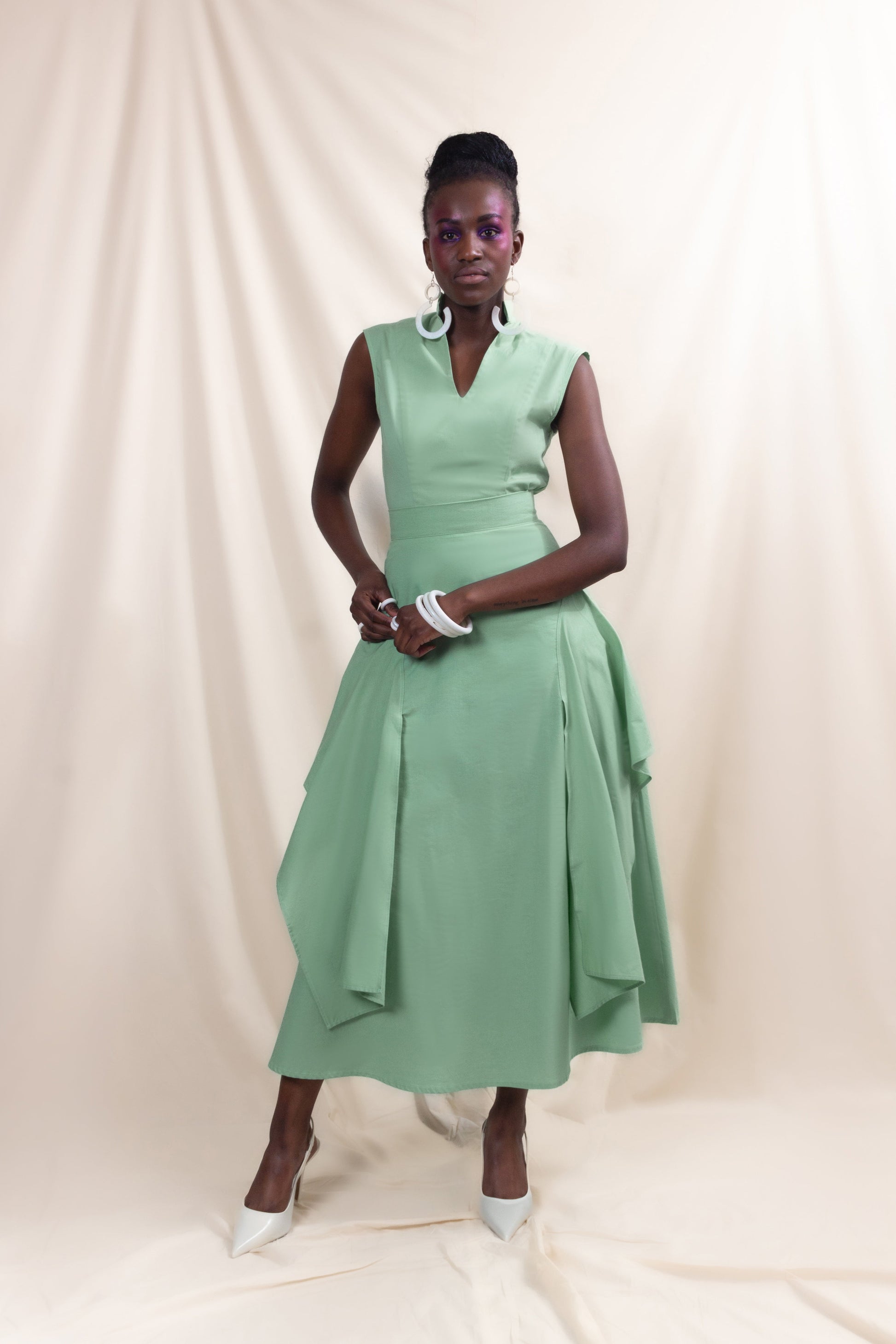 Drape Detail Midi Skirt (ML137)