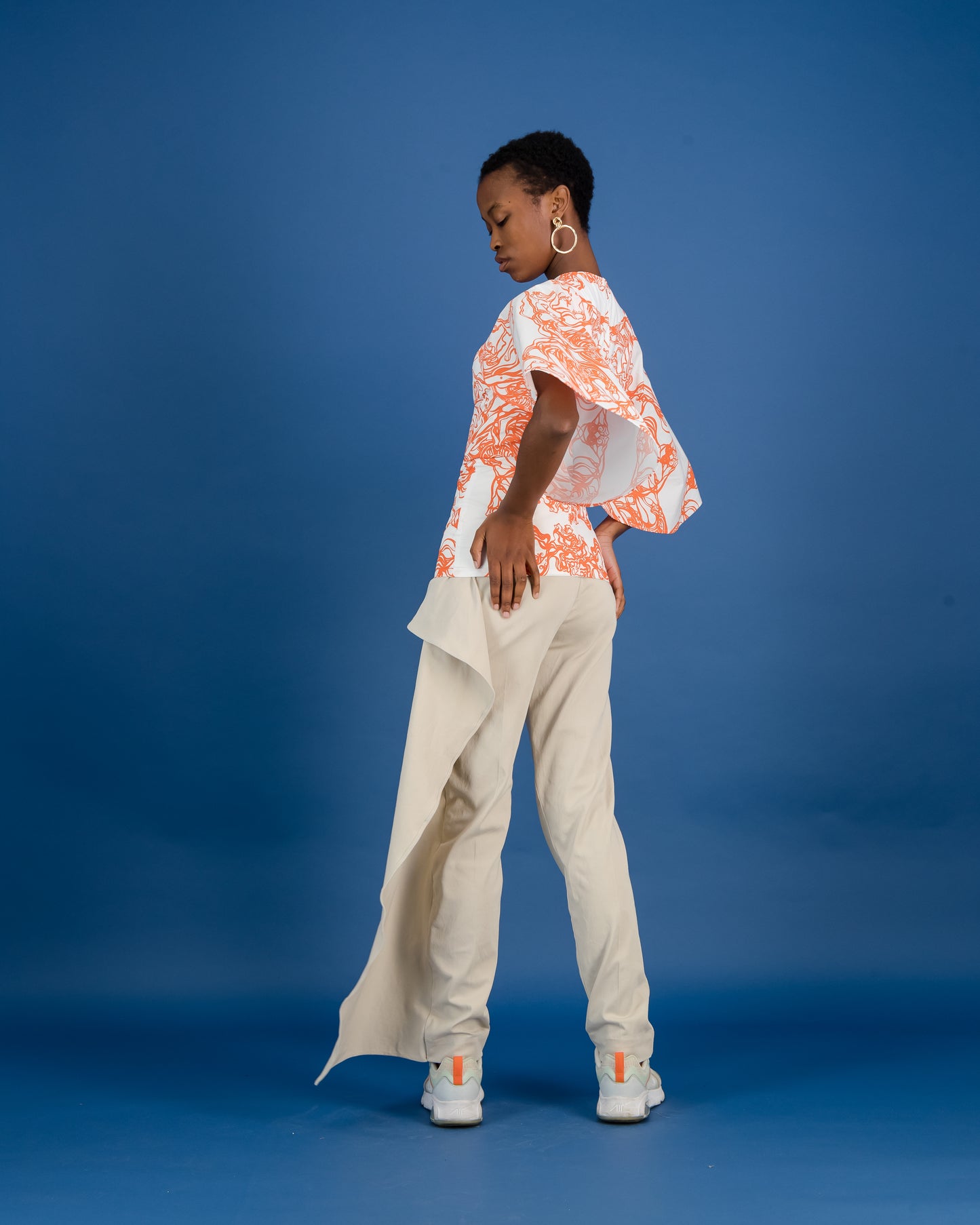 Printed Cape Blouse (ML48)