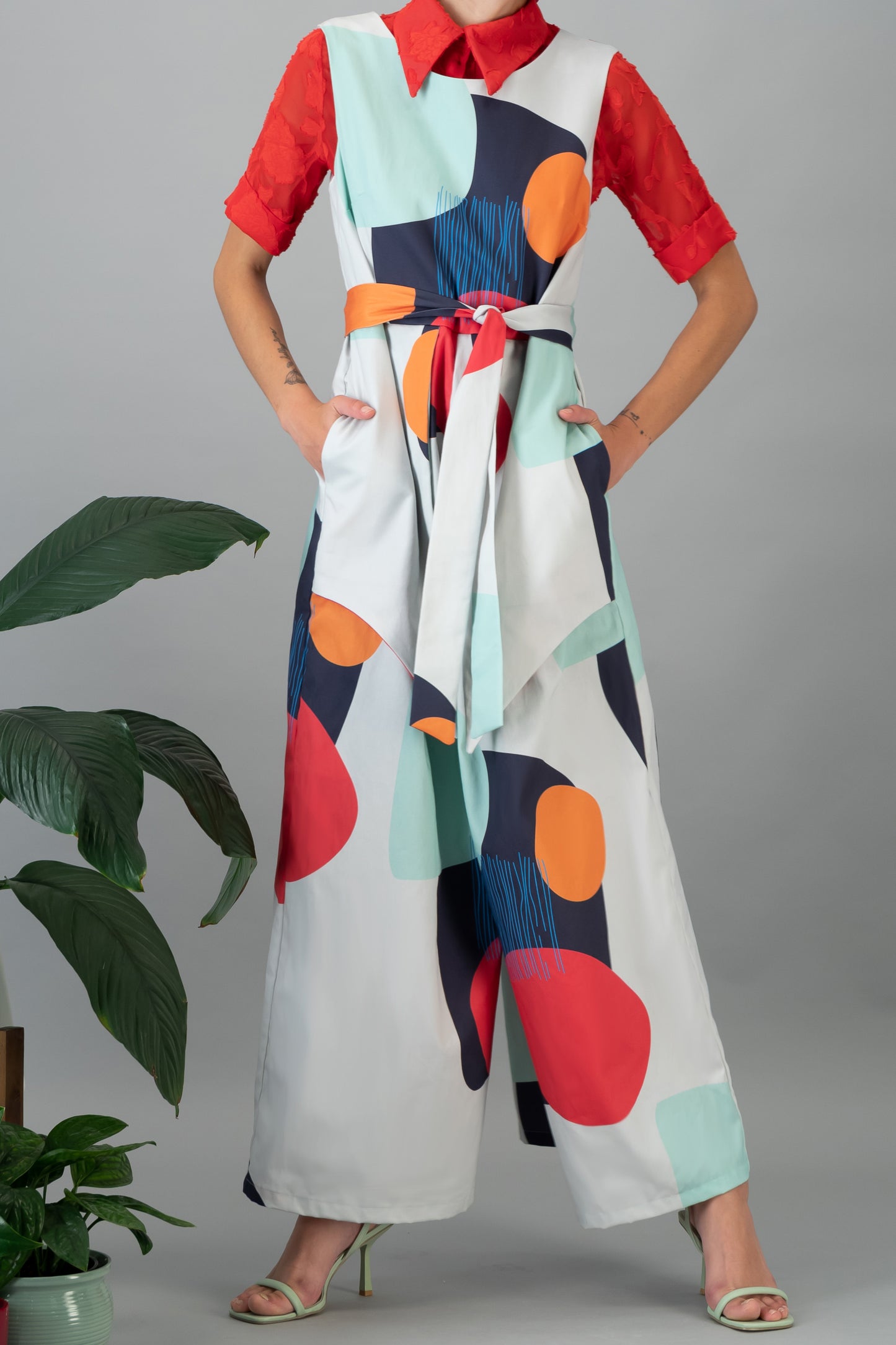 Printed Dipped Jumpsuit (ML100)
