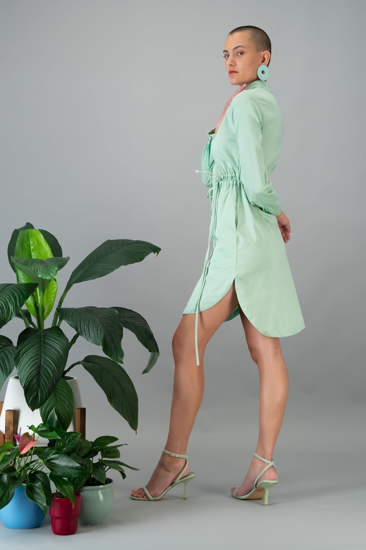 Drawstring Shirt Dress (ML81)