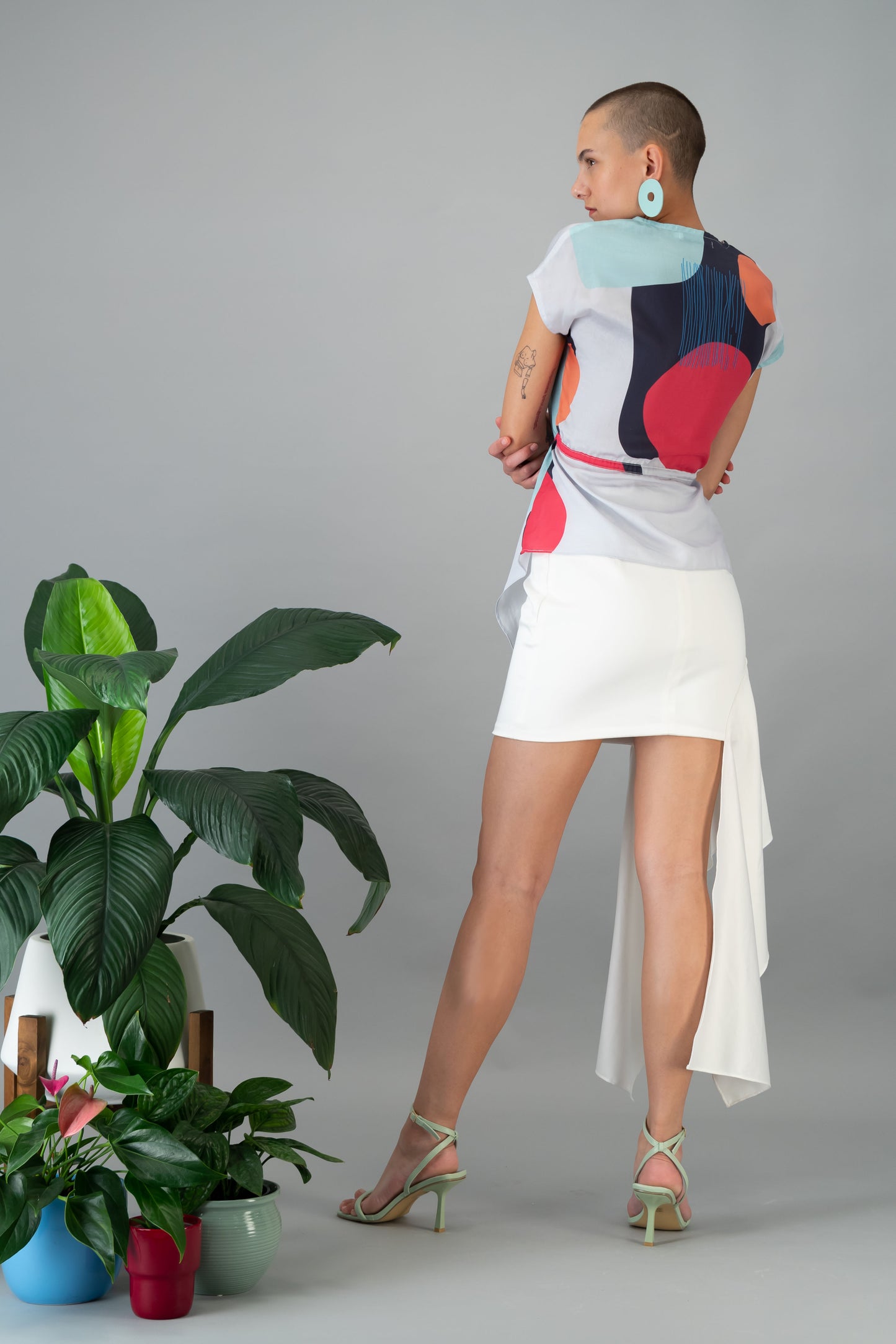 Printed Dipped Hem Top (ML93 Print)