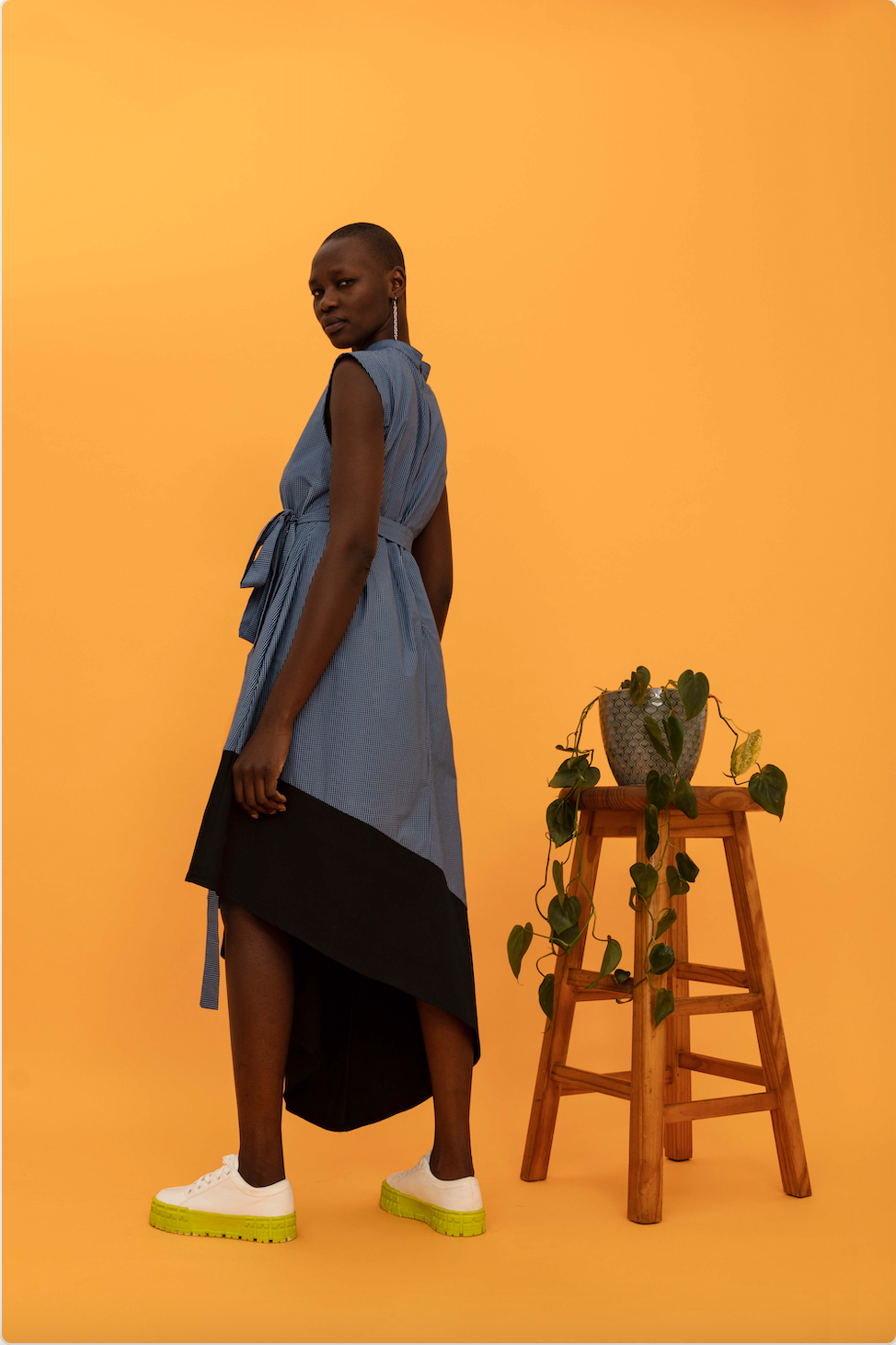 asymmetrical panel dress (ml64)