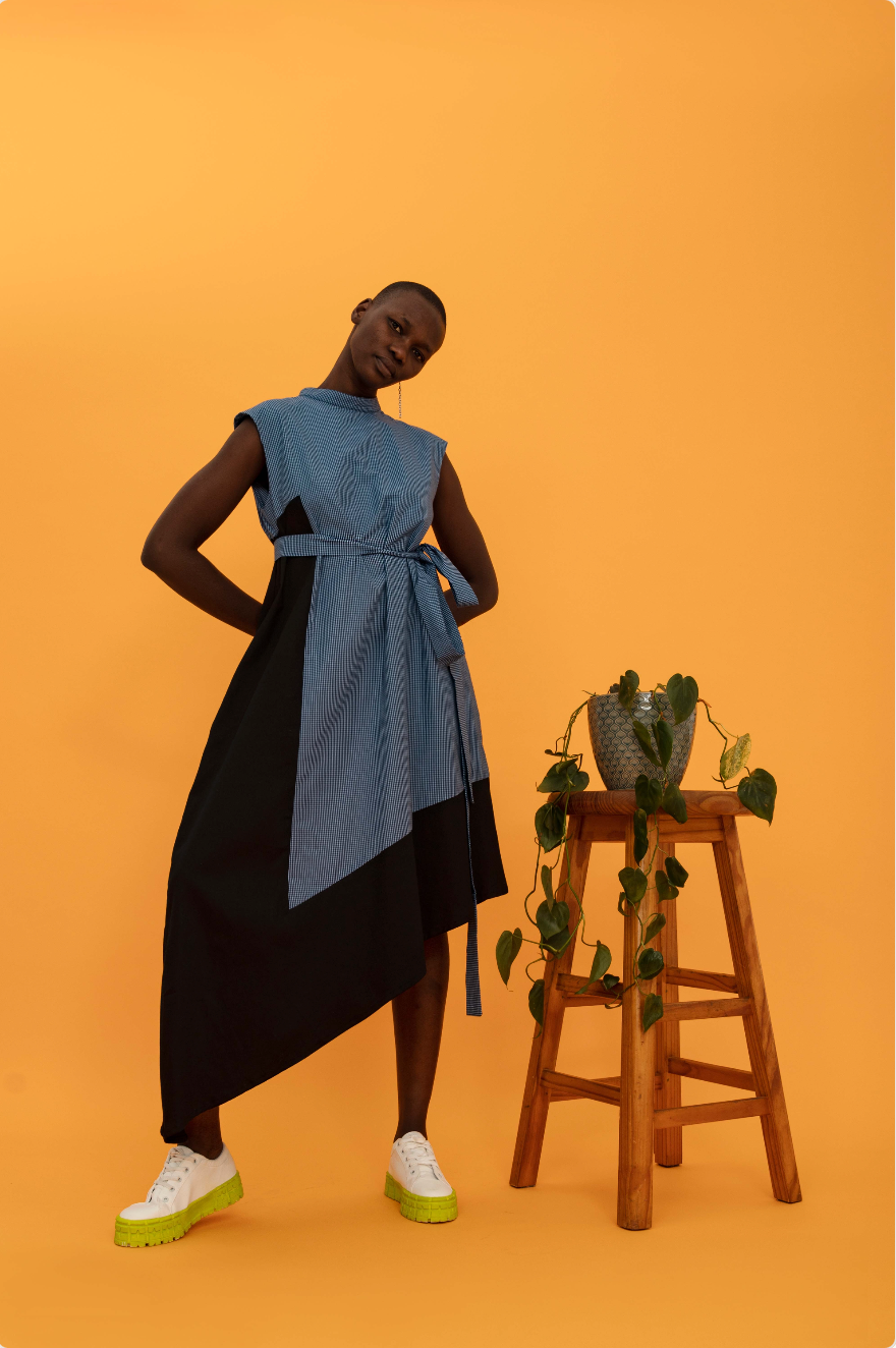 asymmetrical panel dress (ml64)