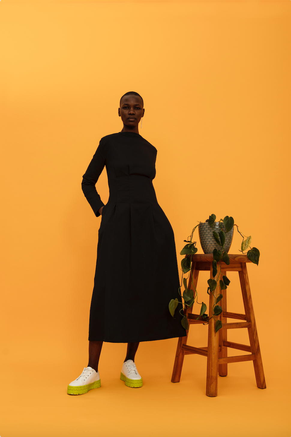 Black midi evening or garden dress