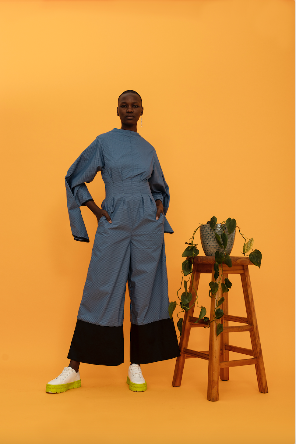 Panelled Check Jumpsuit (ML74)
