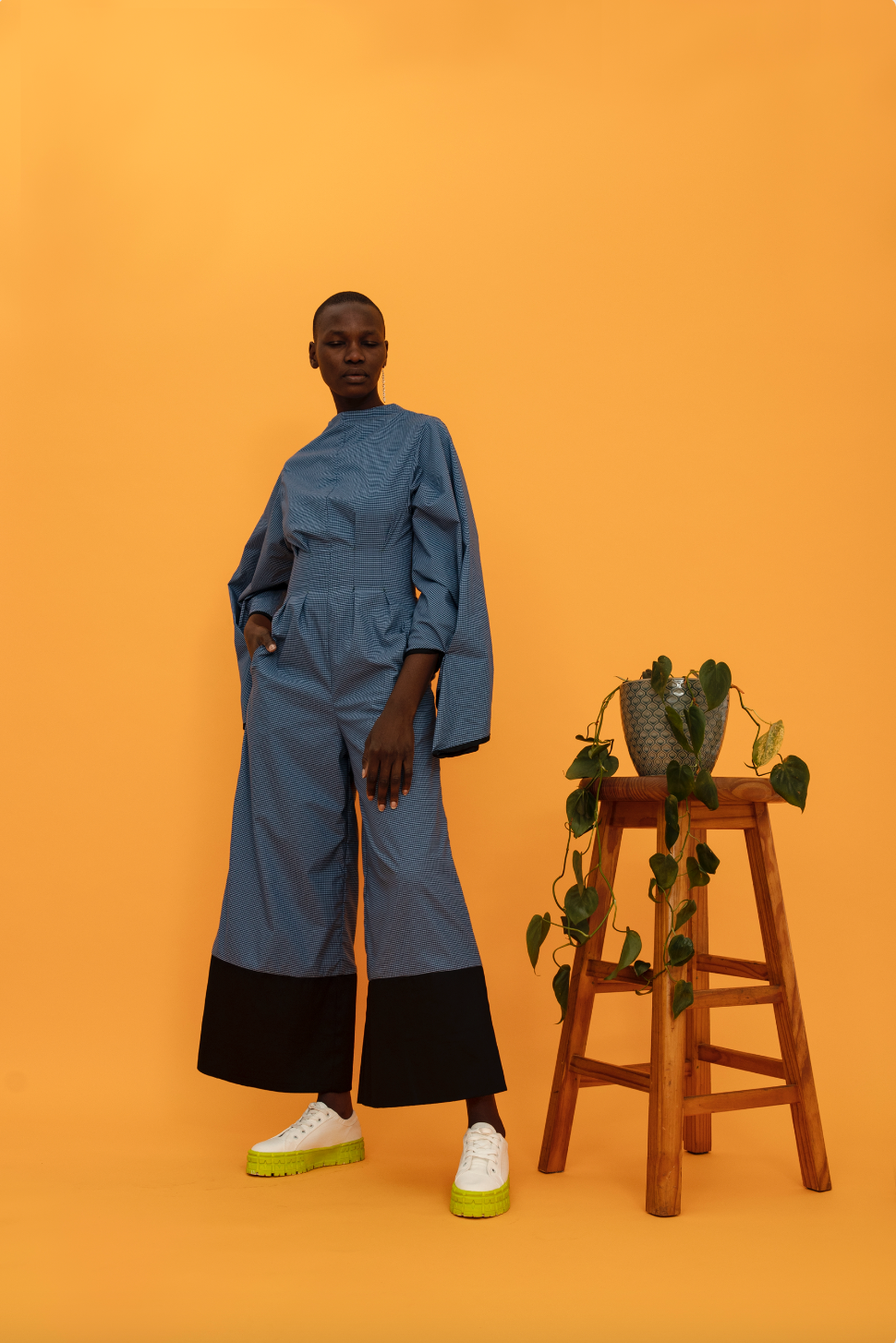 Panelled Check Jumpsuit (ML74)