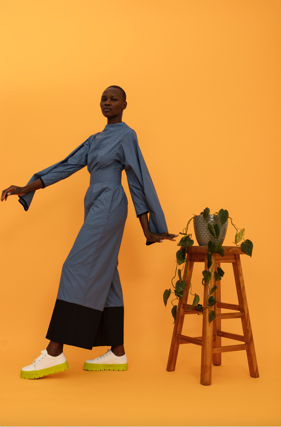 Panelled Check Jumpsuit (ML74)
