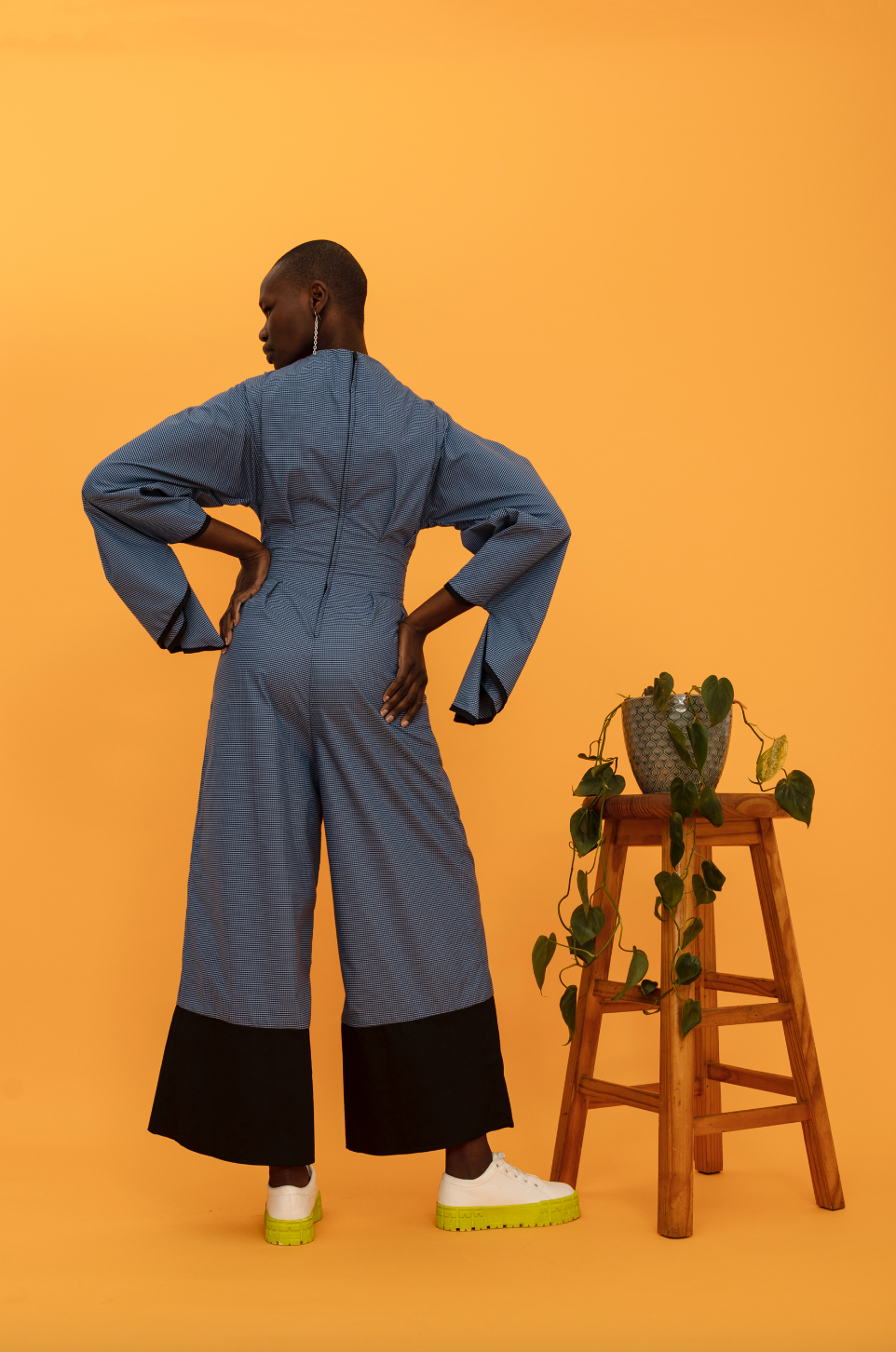 Panelled Check Jumpsuit (ML74)