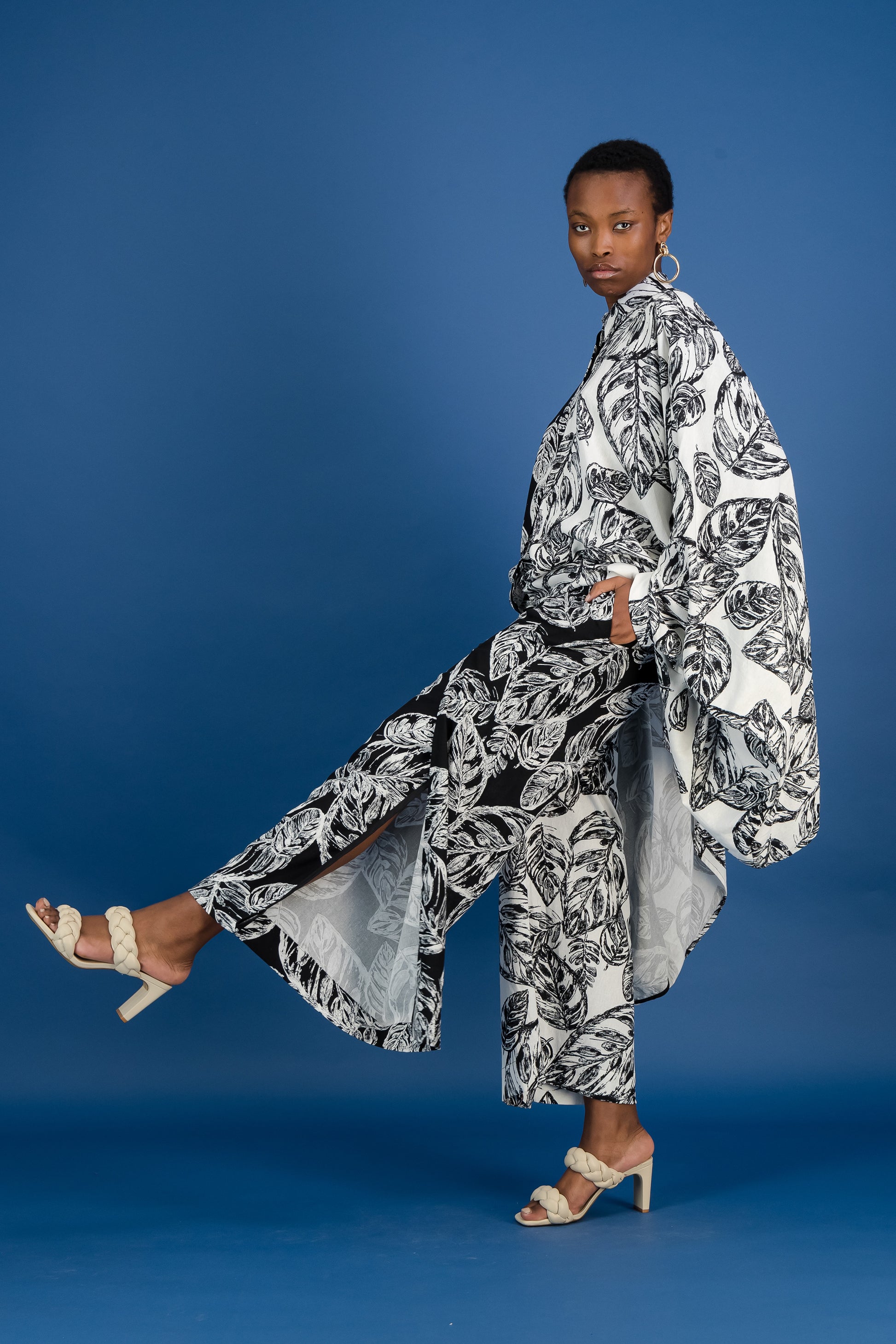 Zero Waste Botanical Print Wrap Trouser (ML32)