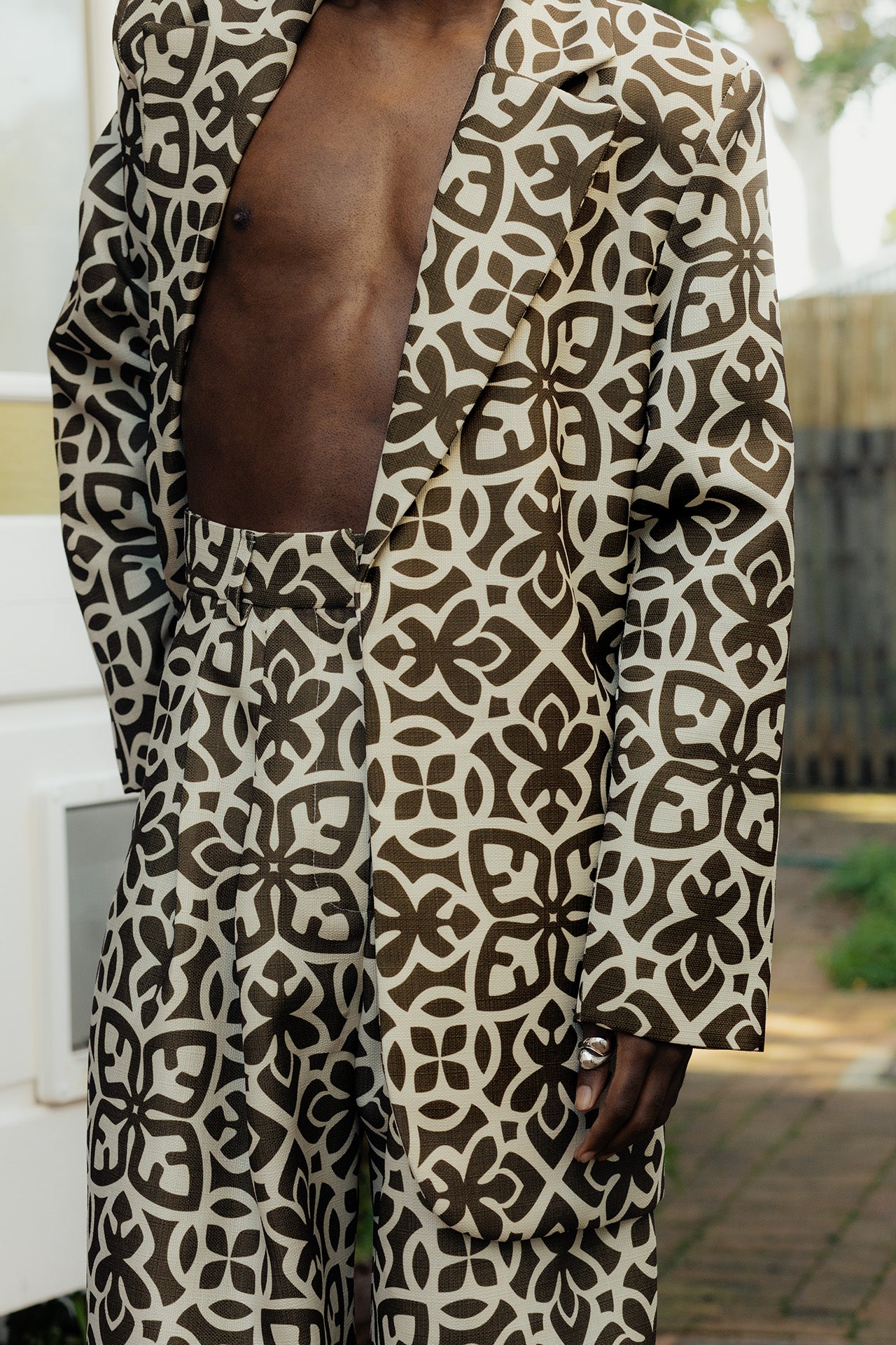 Quatrefoil Double Pleat Trouser