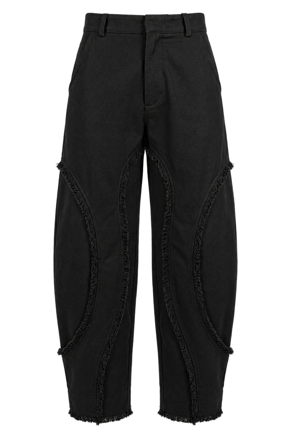Fringe Denim Barrel Leg Trouser