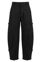 Fringe Denim Barrel Leg Trouser