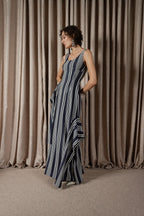 Bold Stripe Column Drape Dress (ML197)