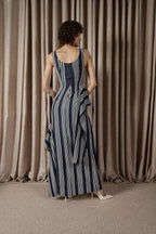 Bold Stripe Column Drape Dress (ML197)