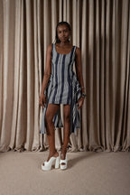 Bold Stripe Mini Drape Dress (ML196)