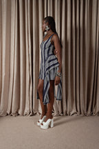 Bold Stripe Mini Drape Dress (ML196)