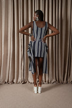 Bold Stripe Mini Drape Dress (ML196)