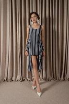 Bold Stripe Mini Drape Dress (ML196)