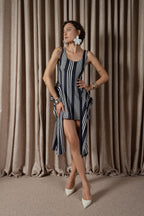 Bold Stripe Mini Drape Dress (ML196)