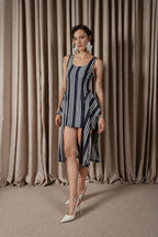 Bold Stripe Mini Drape Dress (ML196)