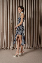 Bold Stripe Mini Drape Dress (ML196)