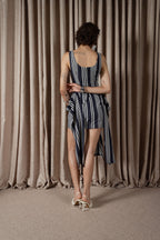 Bold Stripe Mini Drape Dress (ML196)