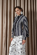 Bold Stripe Petal Sleeve Shirt (ML199)