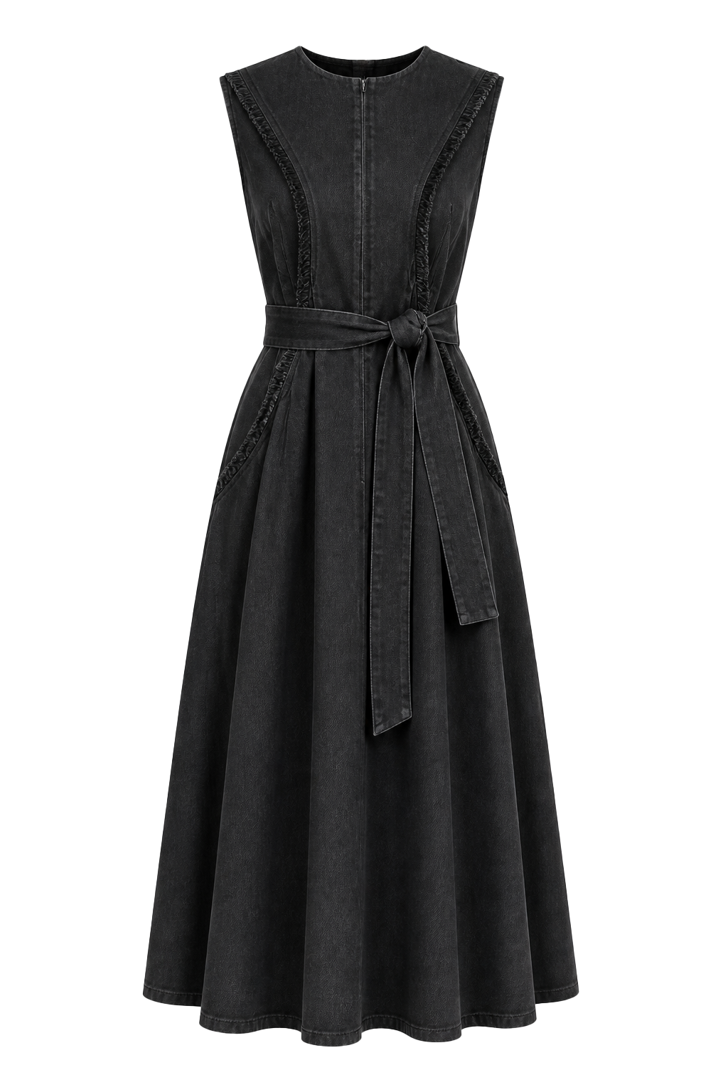Fringe Denim Utility Dress
