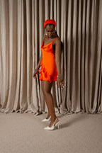 Mandarin Flounce Mini Dress (ML208)