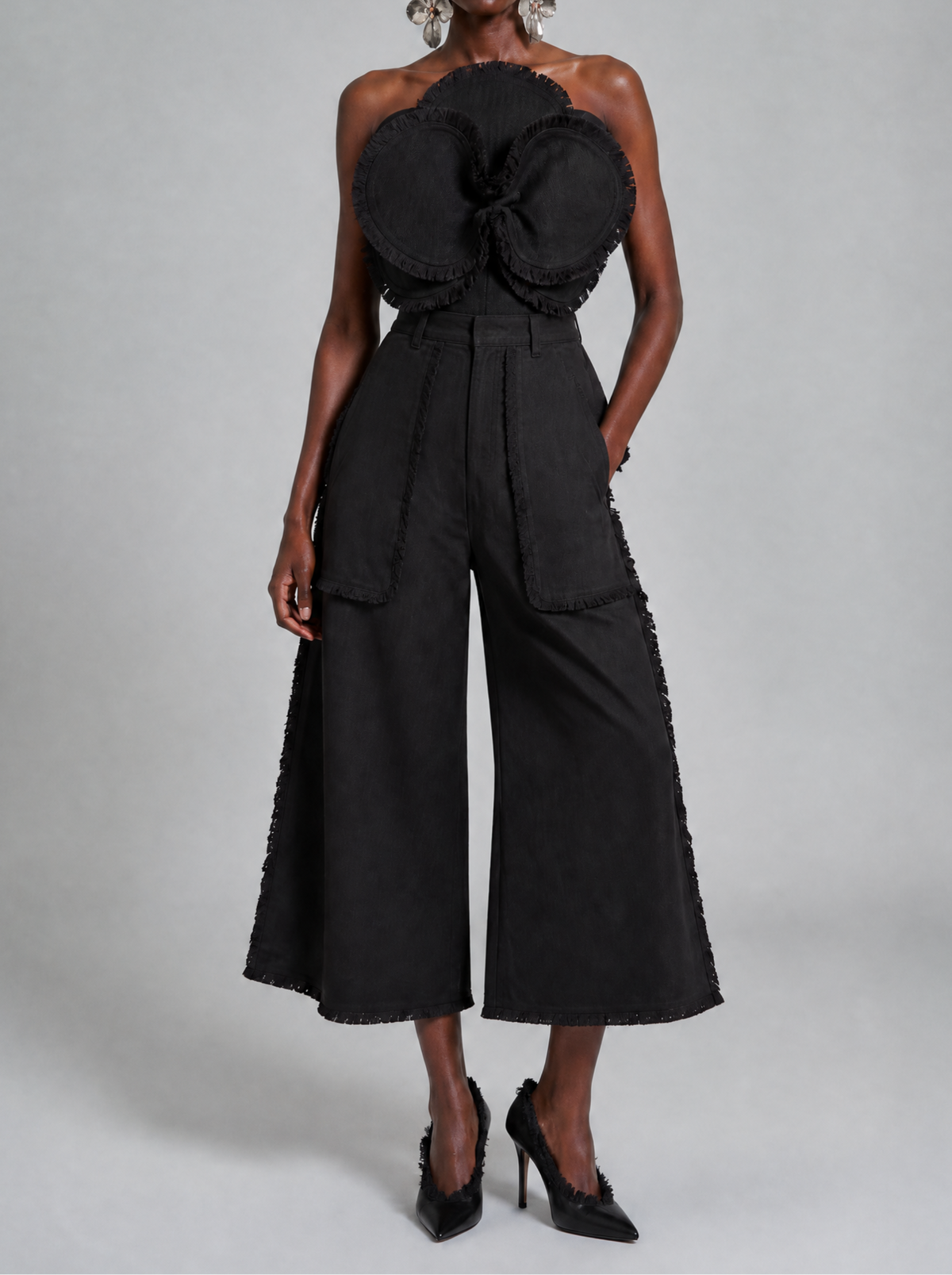 Fringe Denim Culotte Trouser