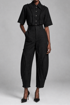 Fringe Denim Barrel Leg Trouser
