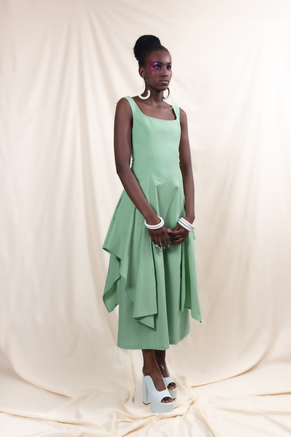 Drape Detail Midi Dress (ML133)