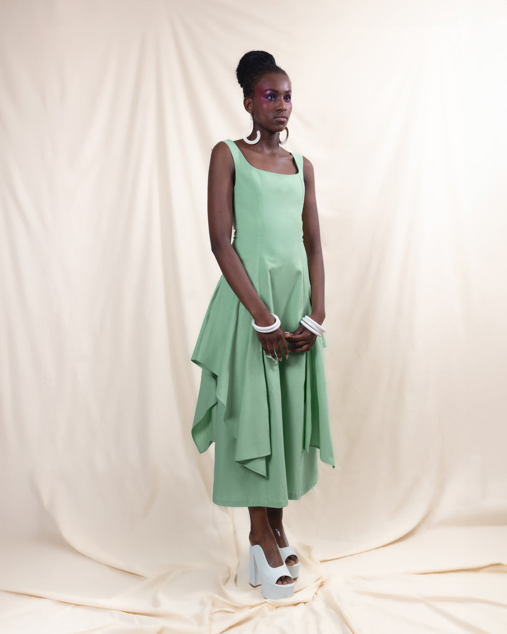 Drape Detail Midi Dress (ML133)