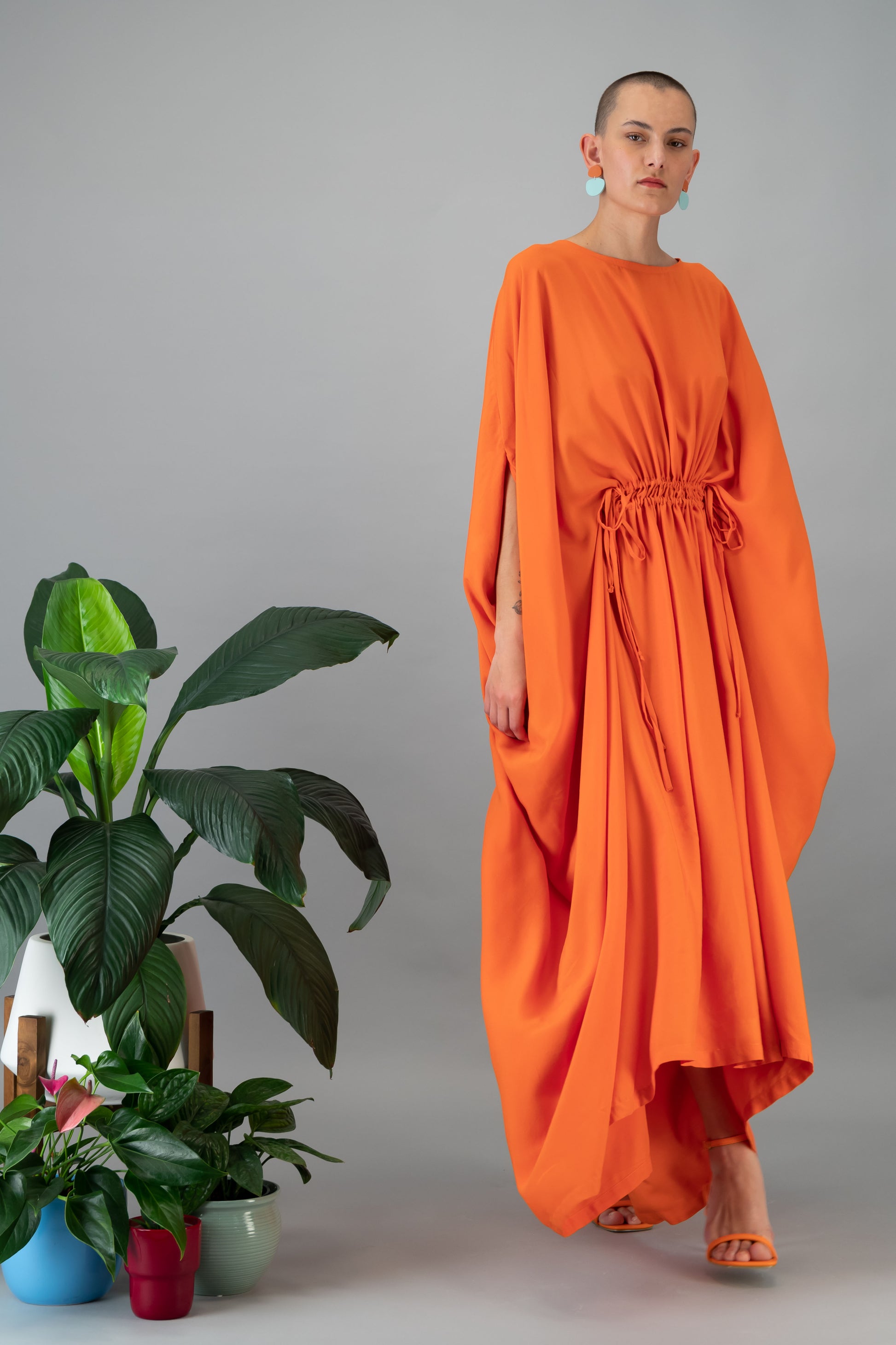 orange zero waste dress