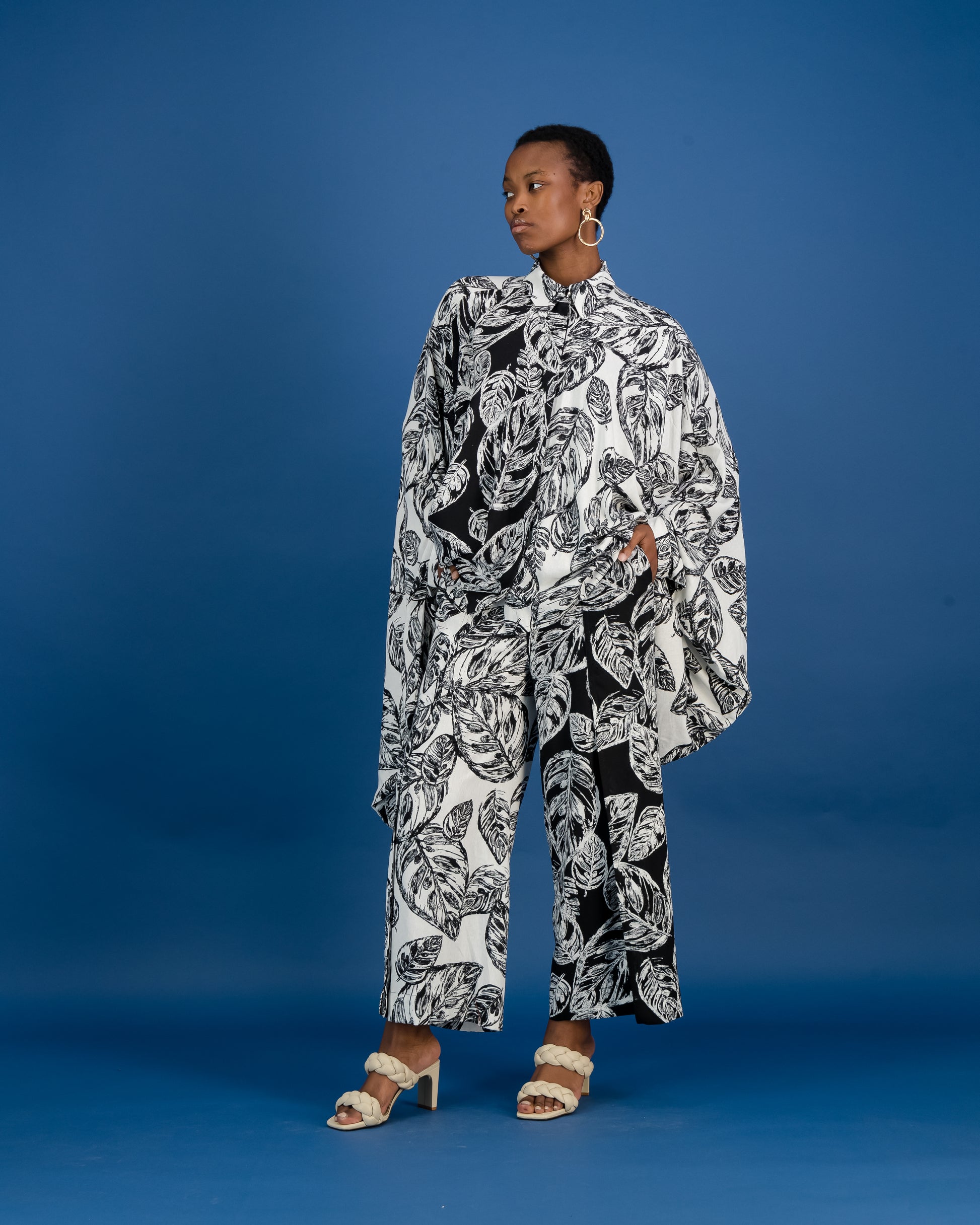 Zero Waste Botanical Print Wrap Trouser (ML32)