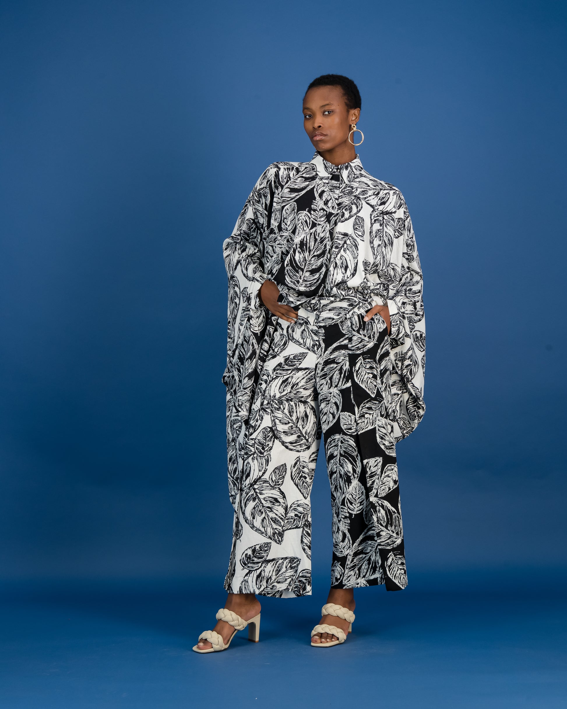 Zero Waste Botanical Print Wrap Trouser (ML32)