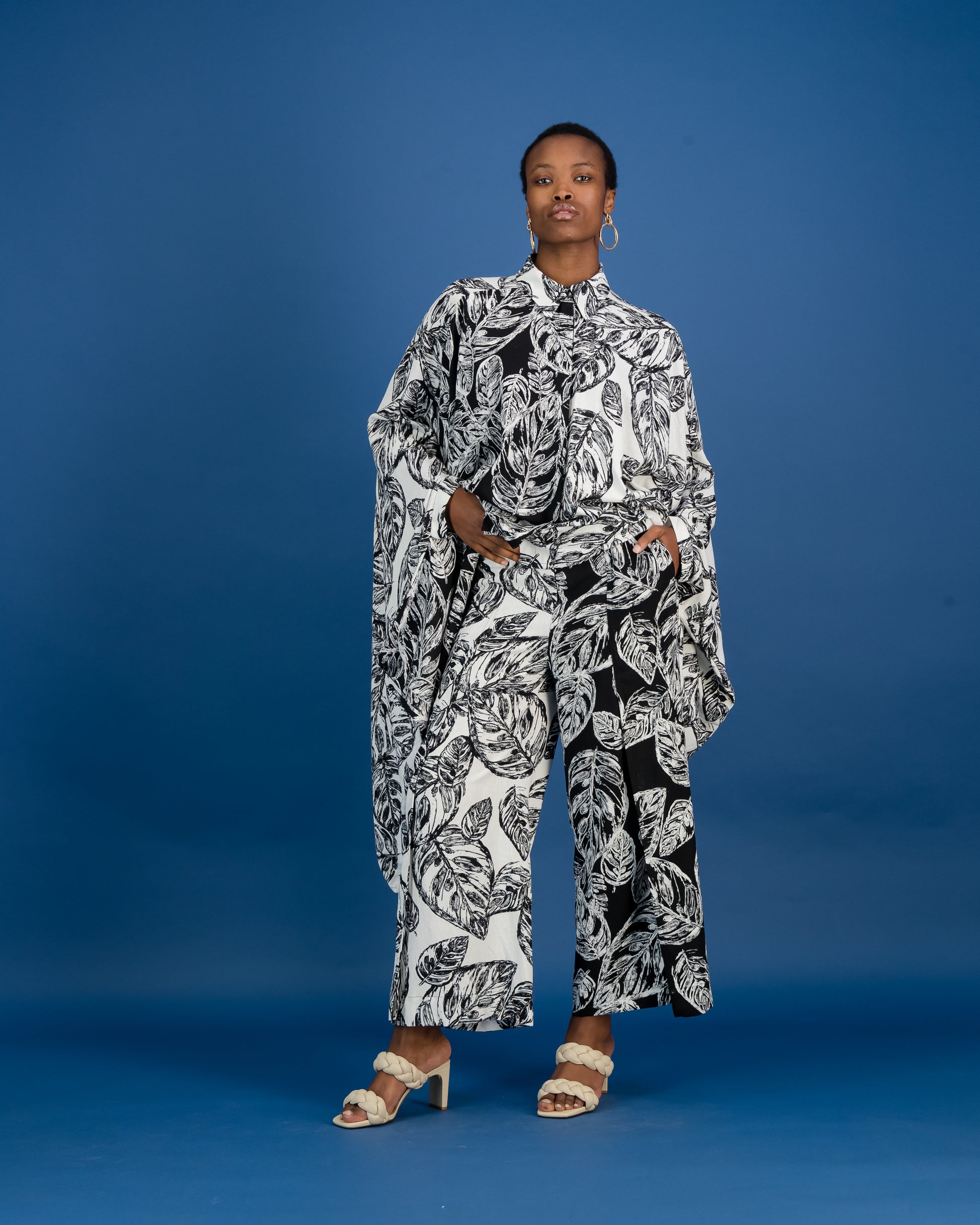 Zero Waste Botanical Print Wrap Trouser (ML32)