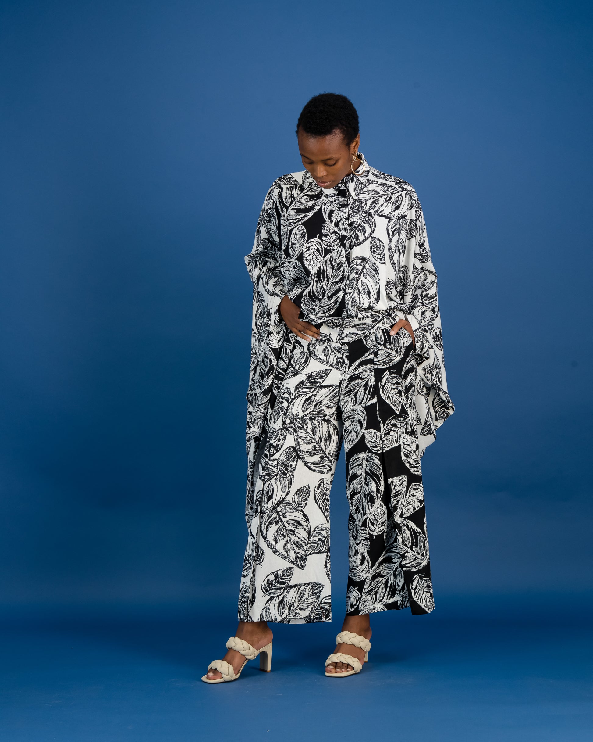 Zero Waste Botanical Print Wrap Trouser (ML32)