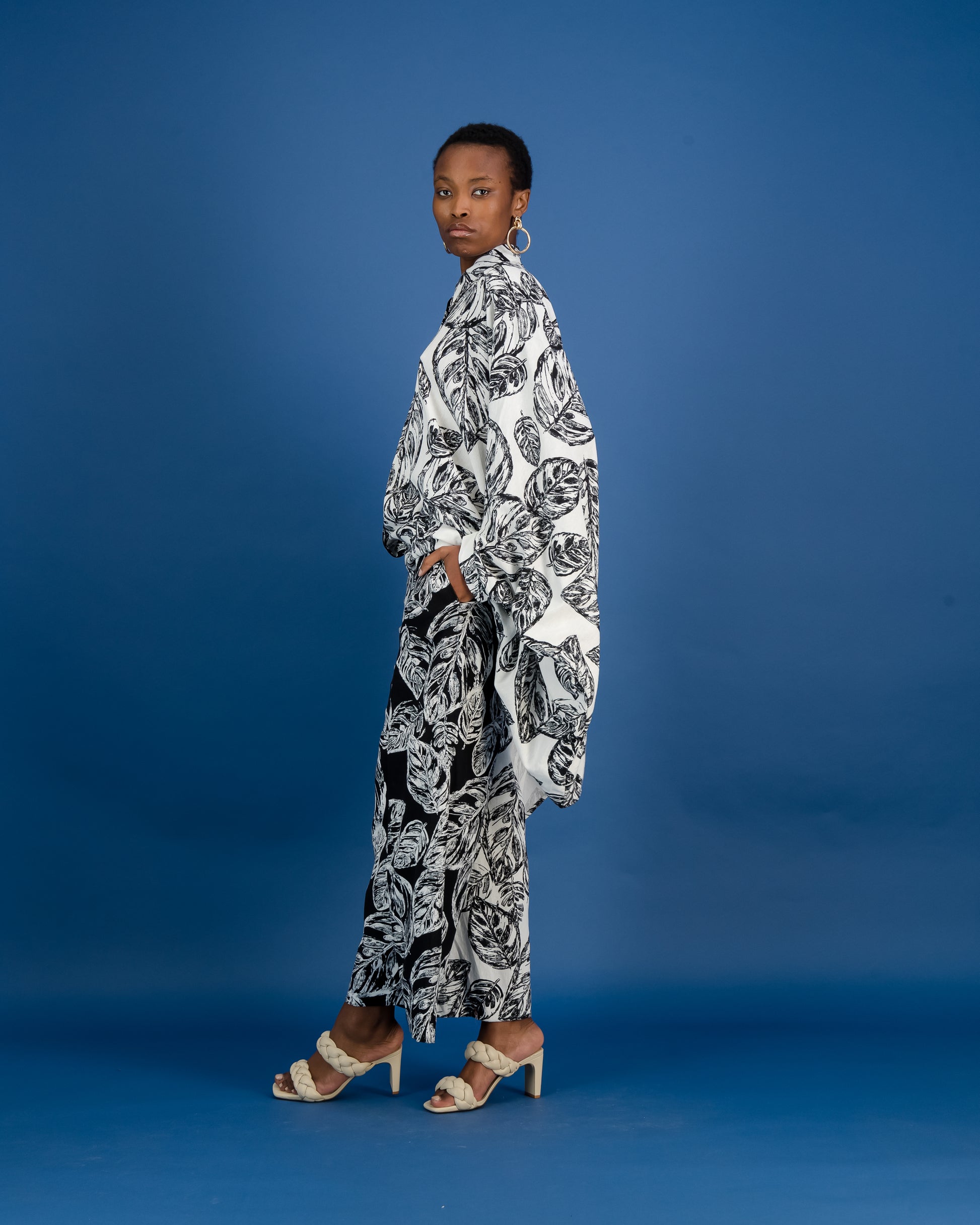 Zero Waste Botanical Print Wrap Trouser (ML32)