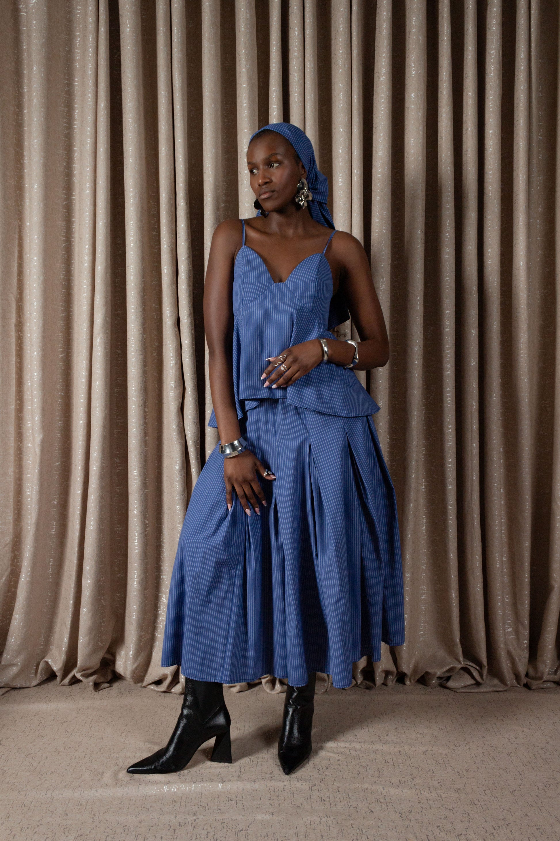 Pinstripe Peplum Camisole Top (ML203)