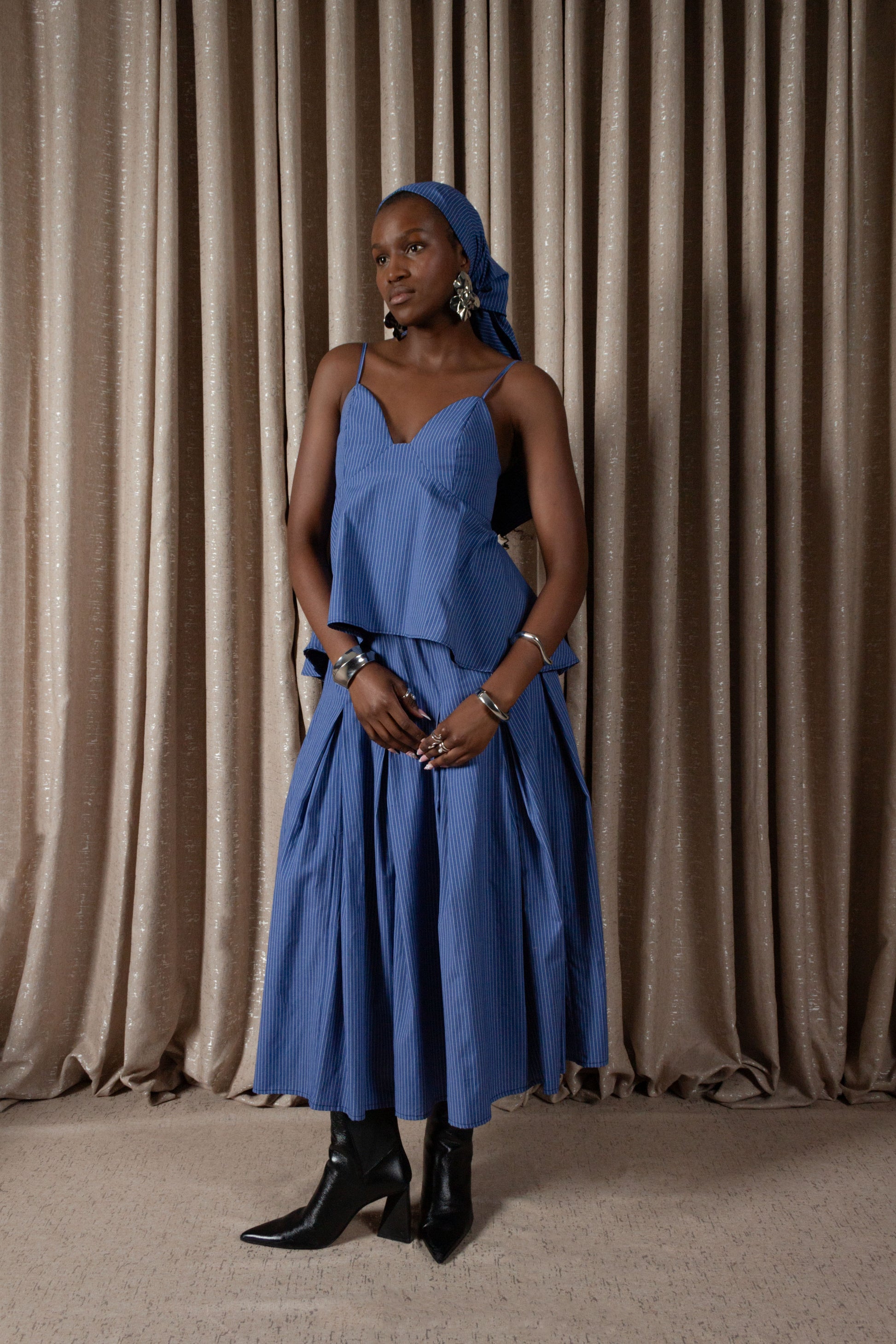 Pinstripe Peplum Camisole Top (ML203)