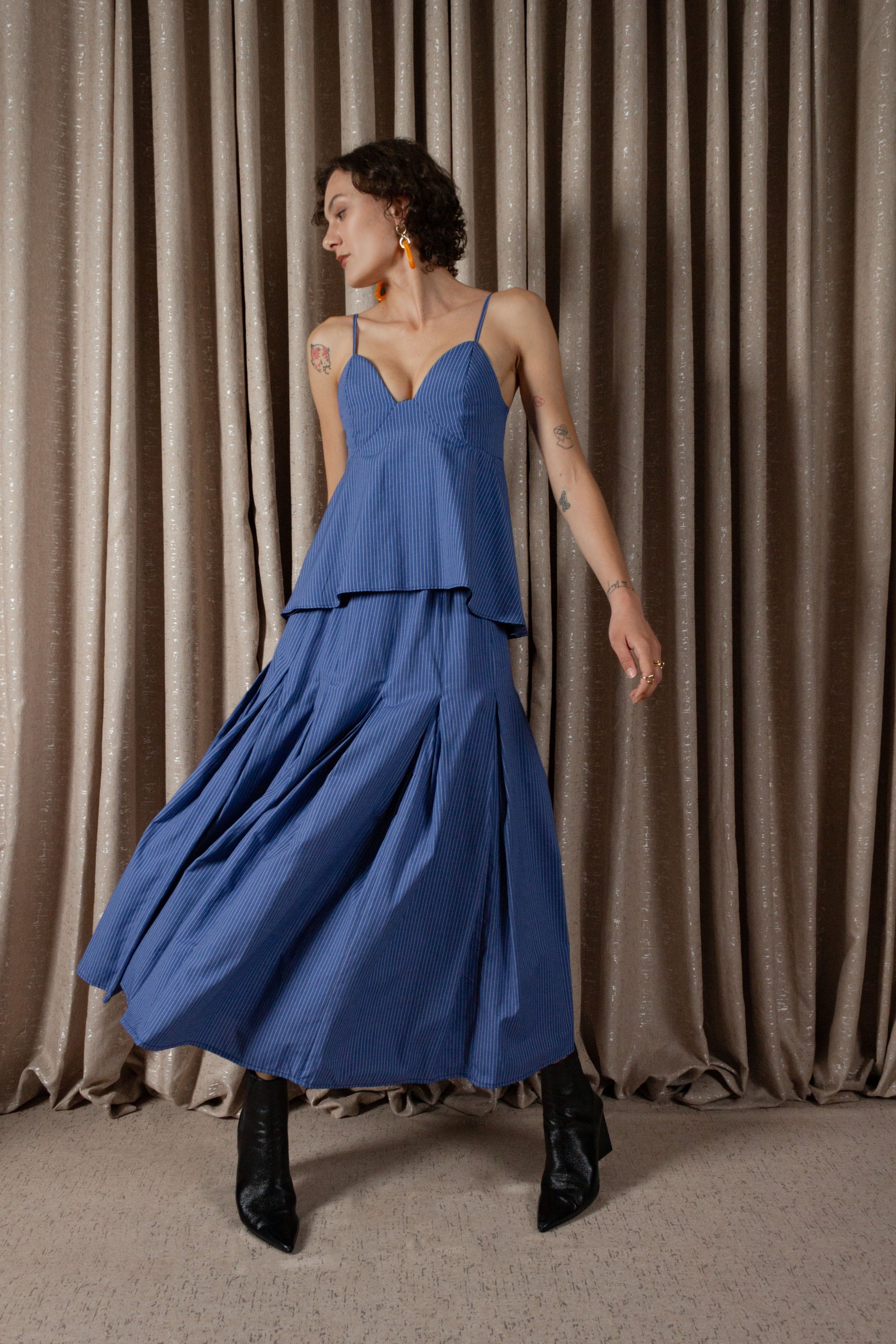 Pinstripe Peplum Camisole Top (ML203)