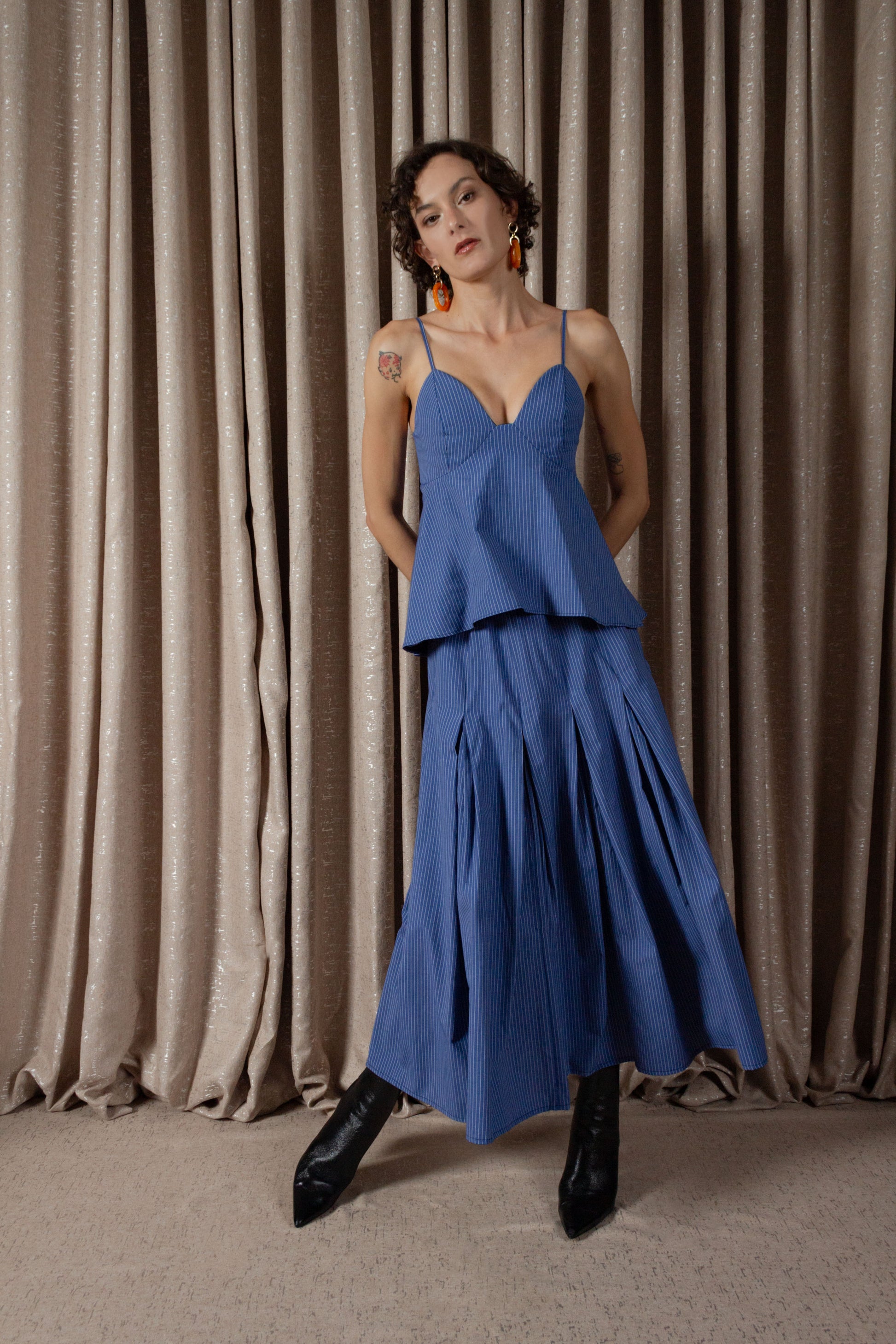 Pinstripe Peplum Camisole Top (ML203)