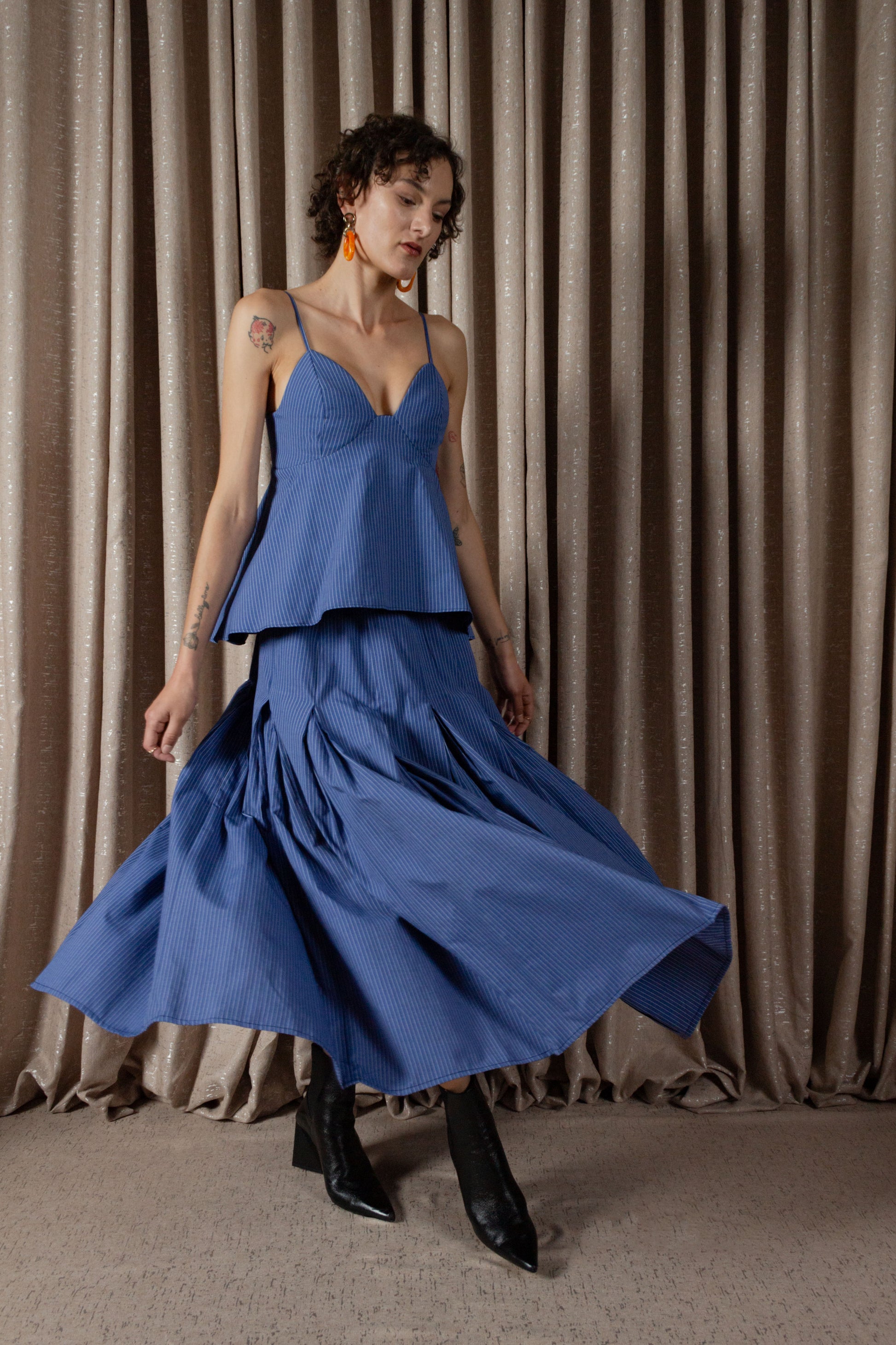 Pinstripe Peplum Camisole Top (ML203)