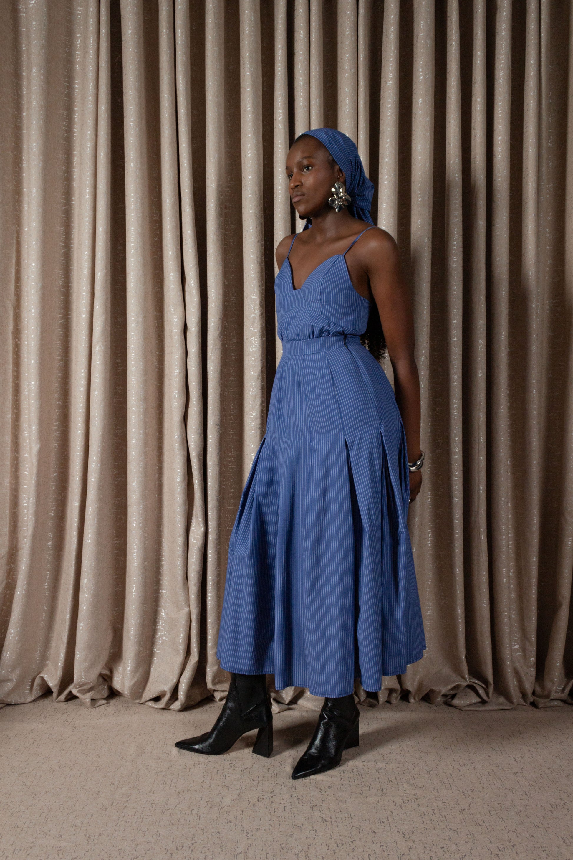 Pinstripe Inverted Pleat Skirt (ML201)