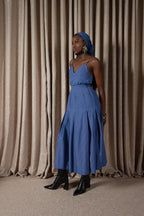 Pinstripe Inverted Pleat Skirt (ML201)