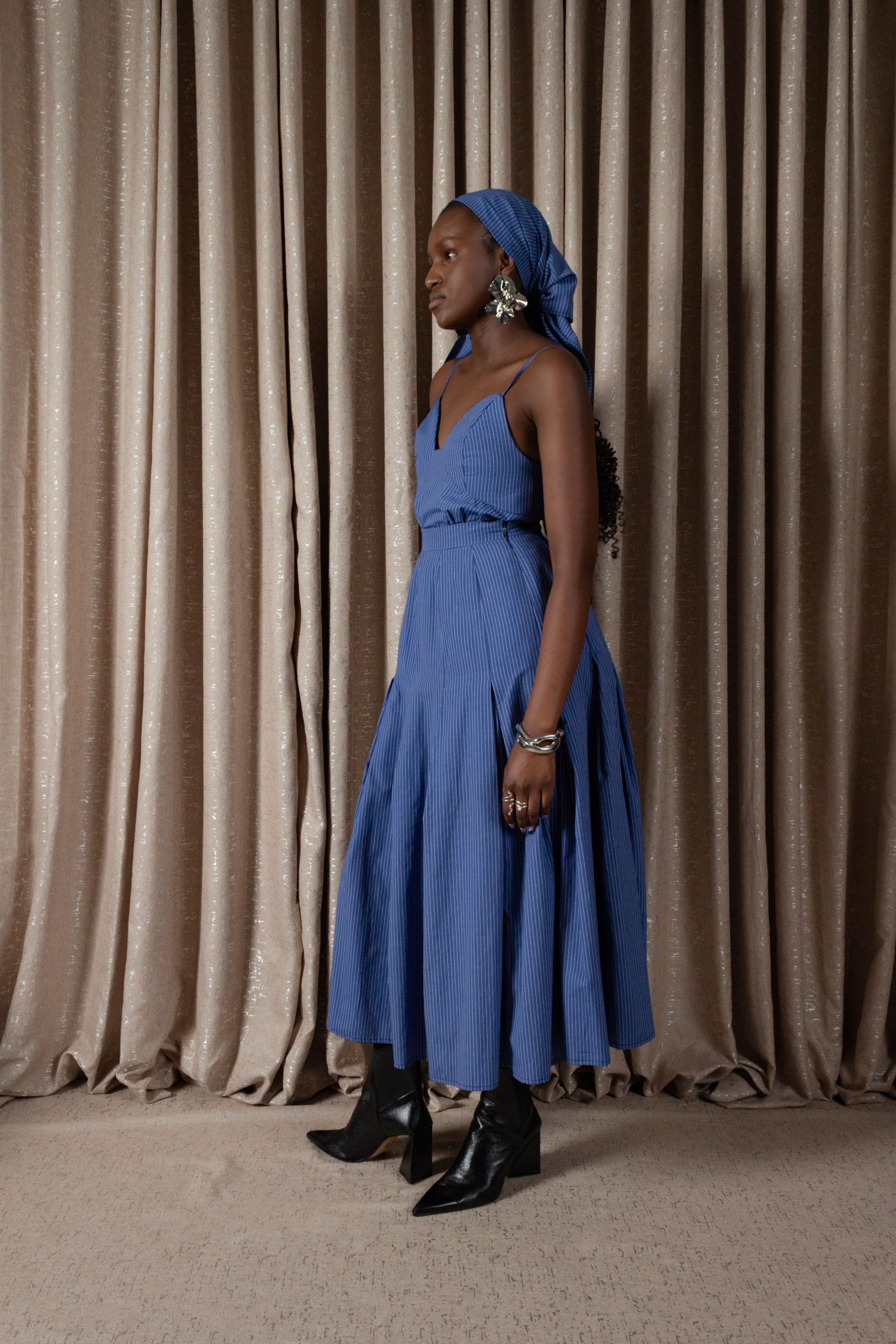 Pinstripe Inverted Pleat Skirt (ML201)