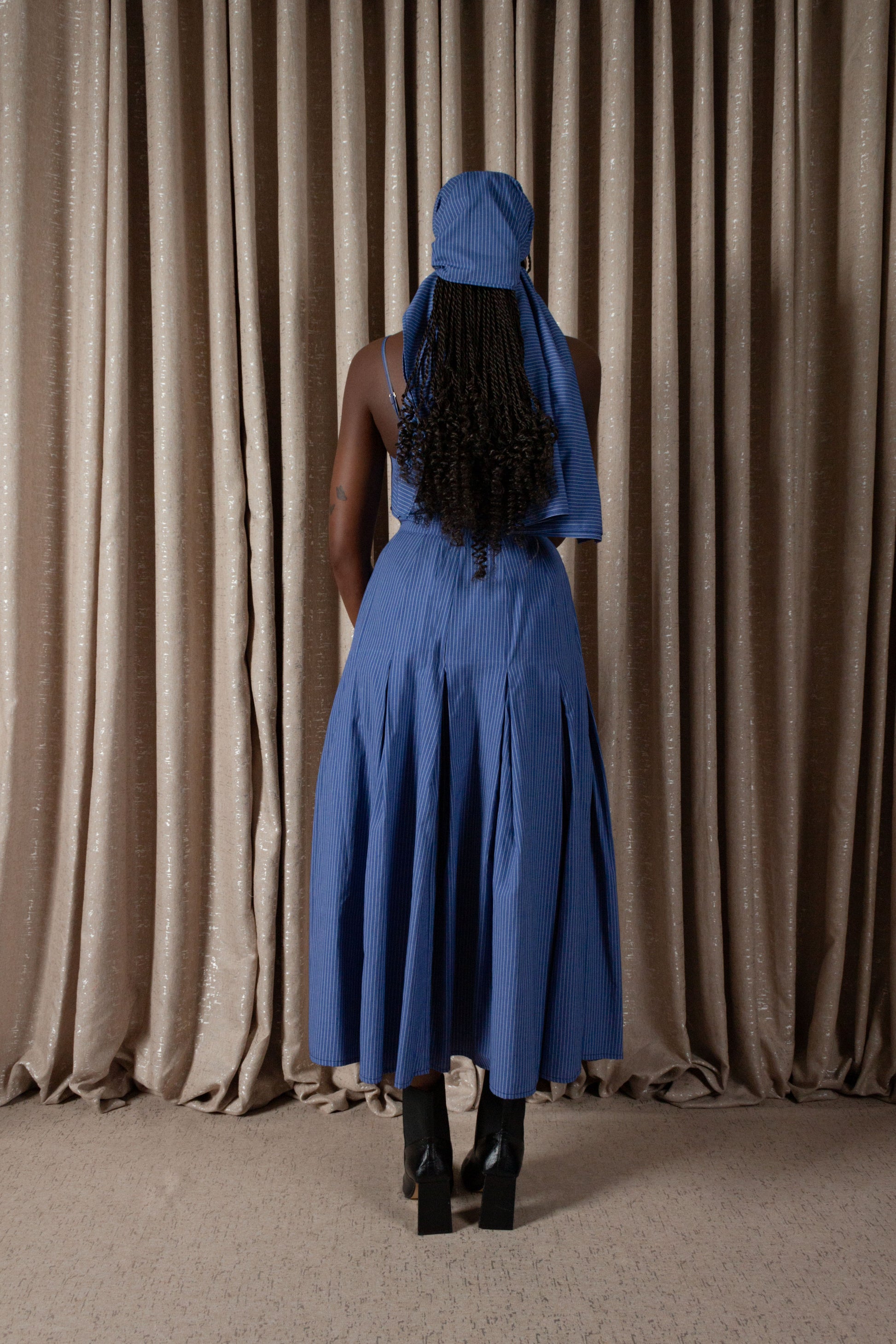 Pinstripe Inverted Pleat Skirt (ML201)