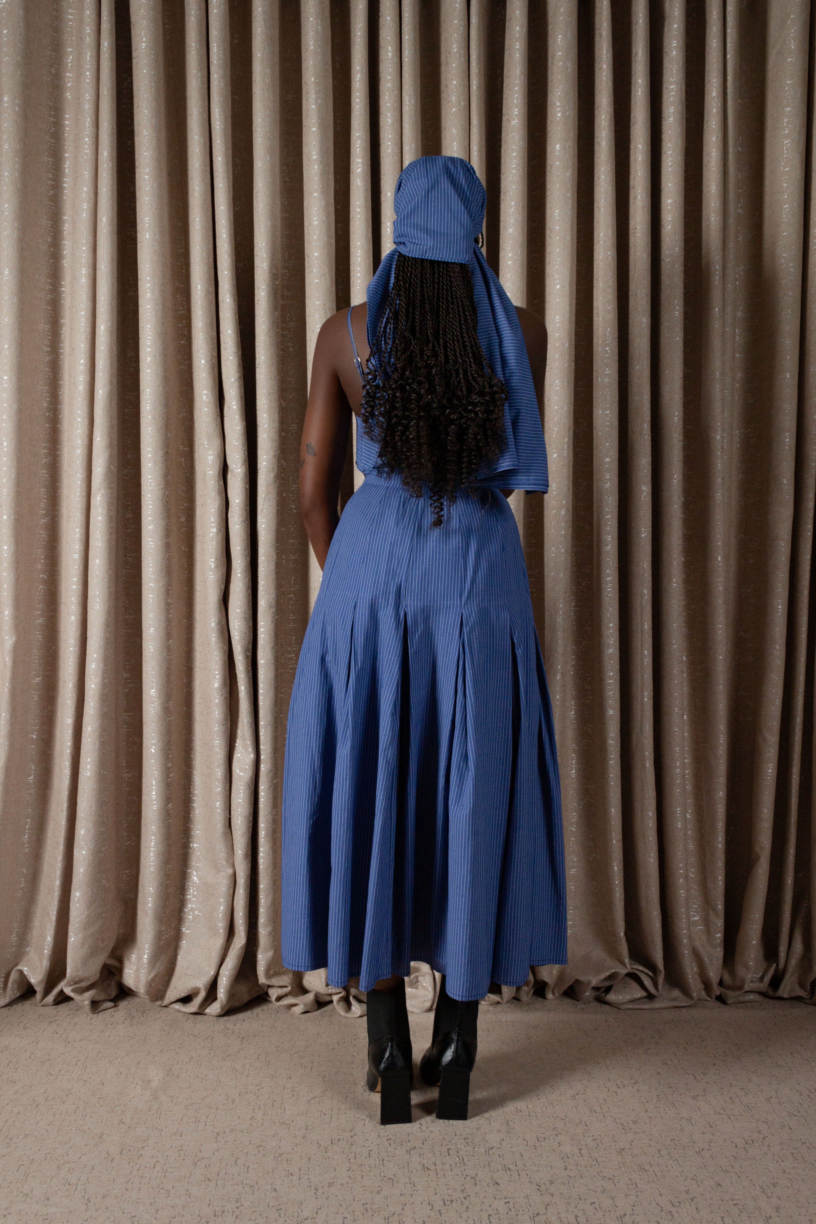 Pinstripe Inverted Pleat Skirt (ML201)